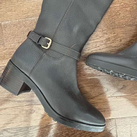 Coach Sullivan Safari Chestnut Brown Pebbled Leather Luxury Tall Riding Boots - Picture 4 of 10